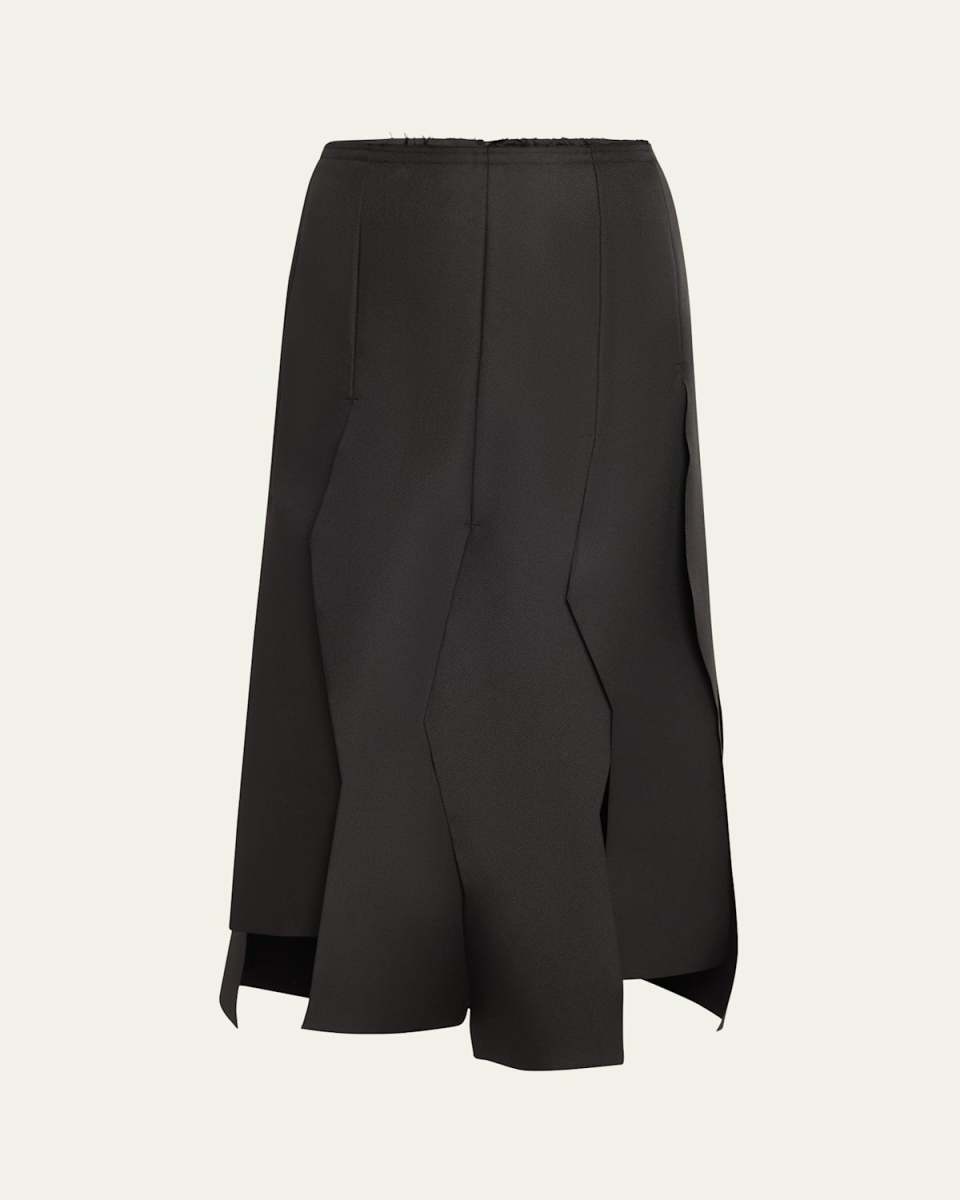 Pleated Asymmetric Midi Skirt